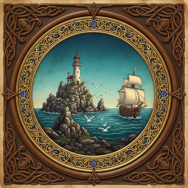 Island Name Generator (Fantasy): illuminated chapter medallion